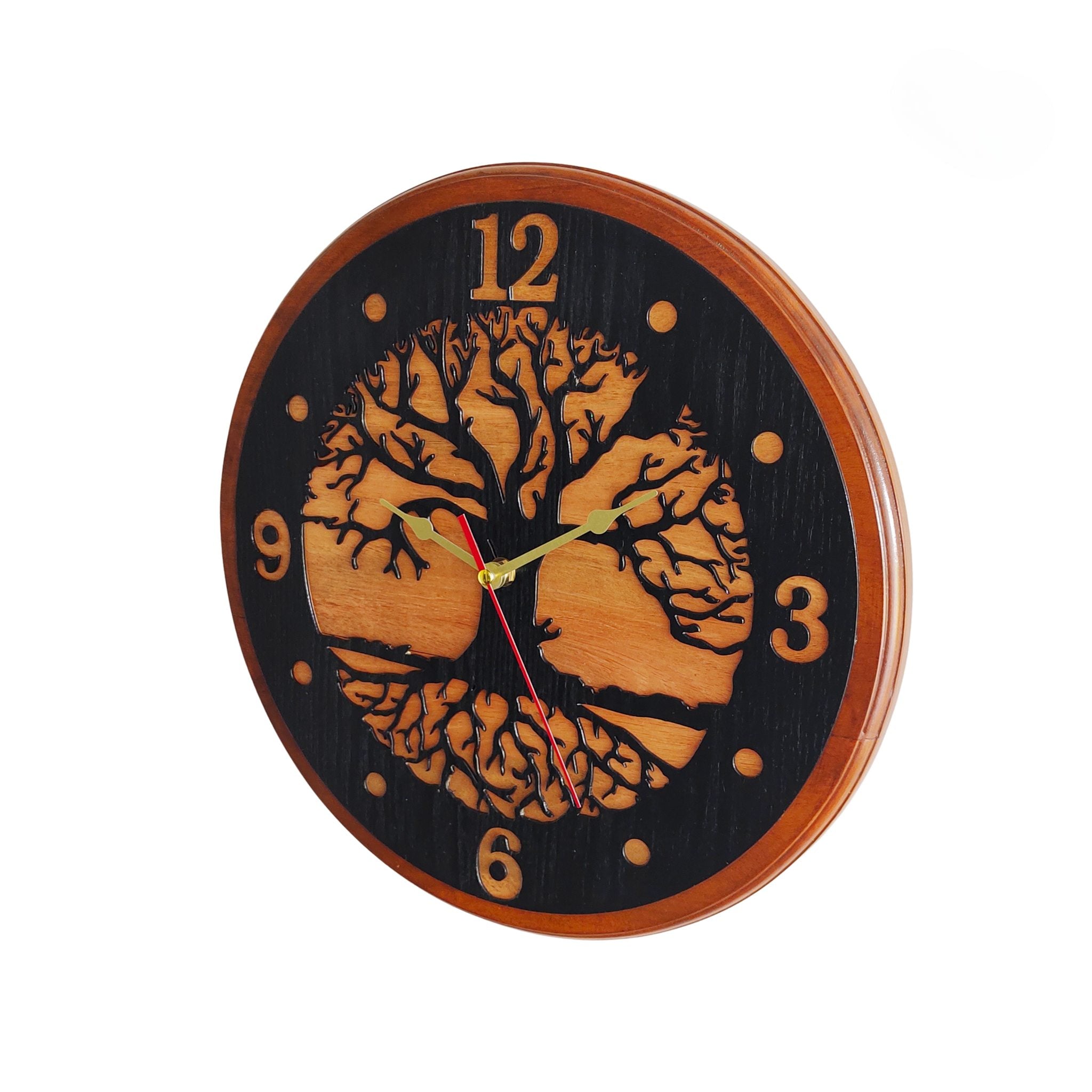 Tree Carved Wooden Wall Clock – 14 Inch