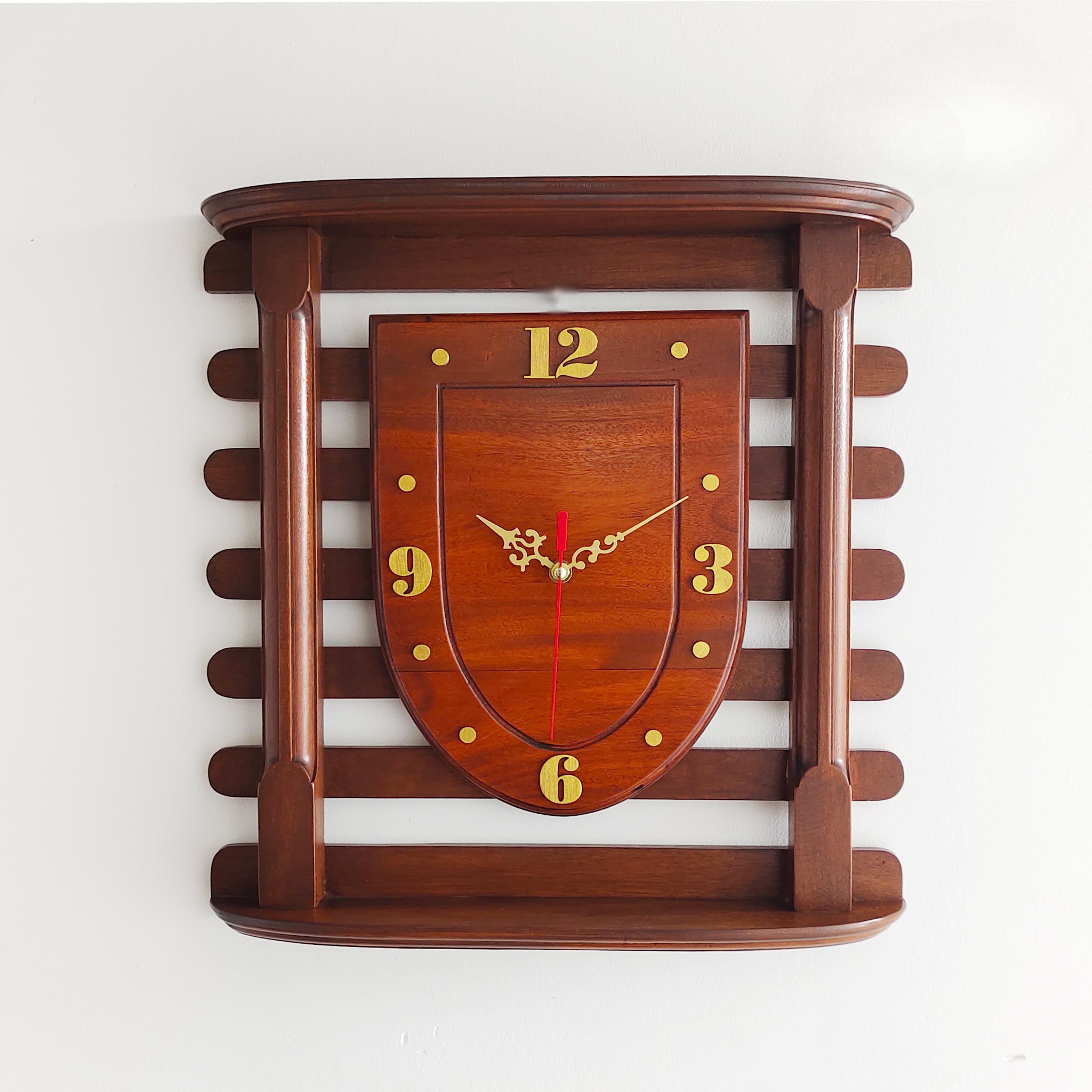 Stripes Patterned Mahogany Wooden Wall Clock – 18 Inch