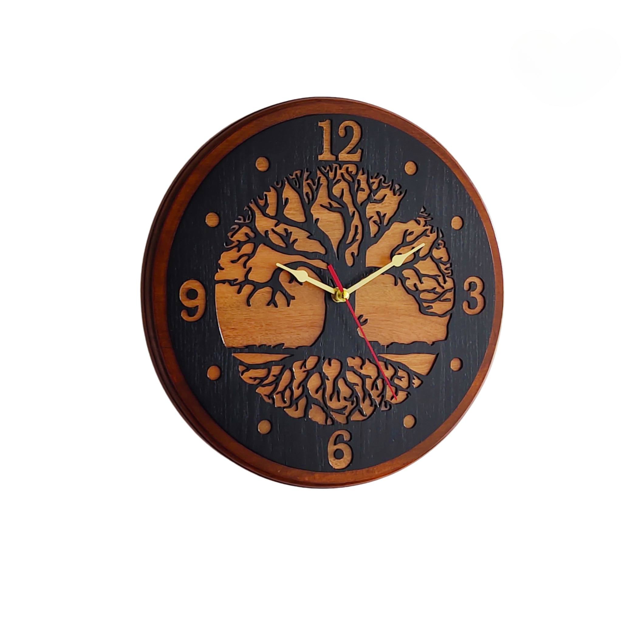 Tree Carved Wooden Wall Clock – 14 Inch