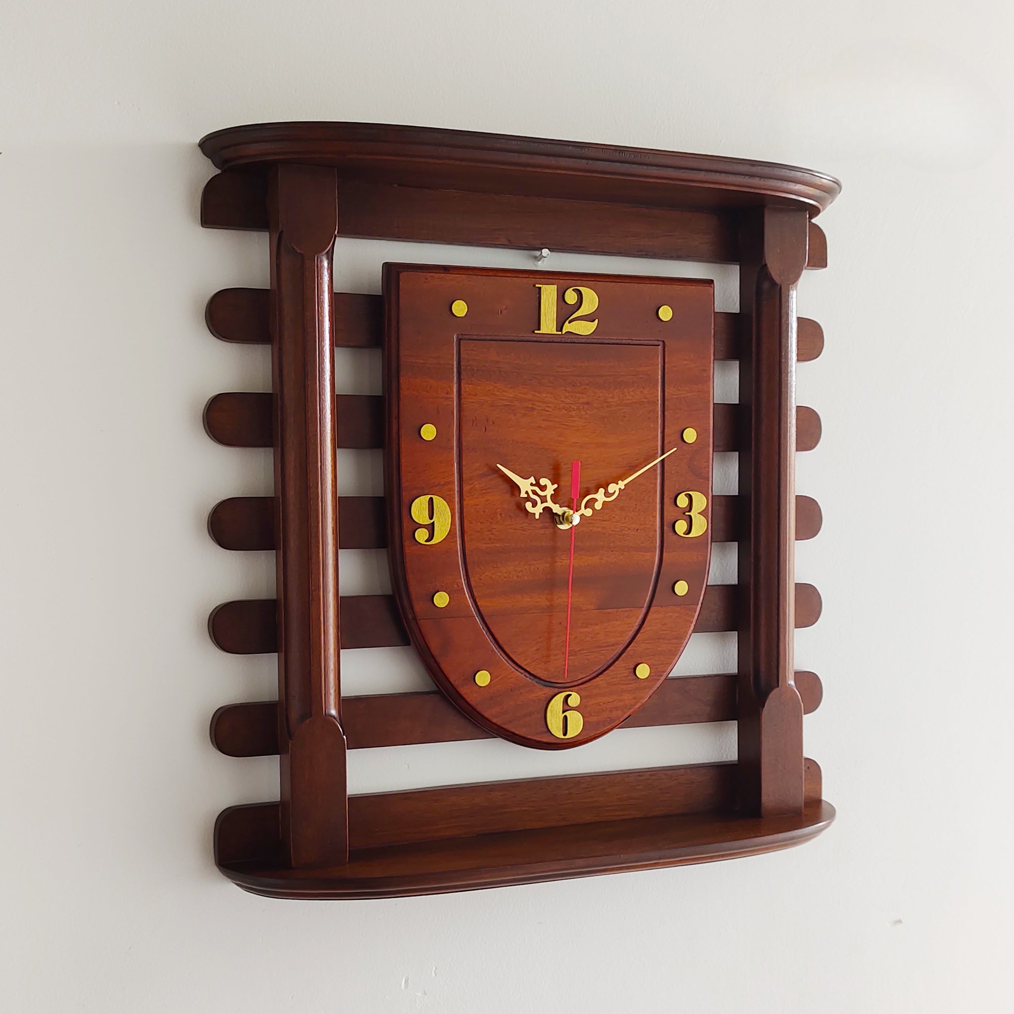 Stripes Patterned Mahogany Wooden Wall Clock – 18 Inch