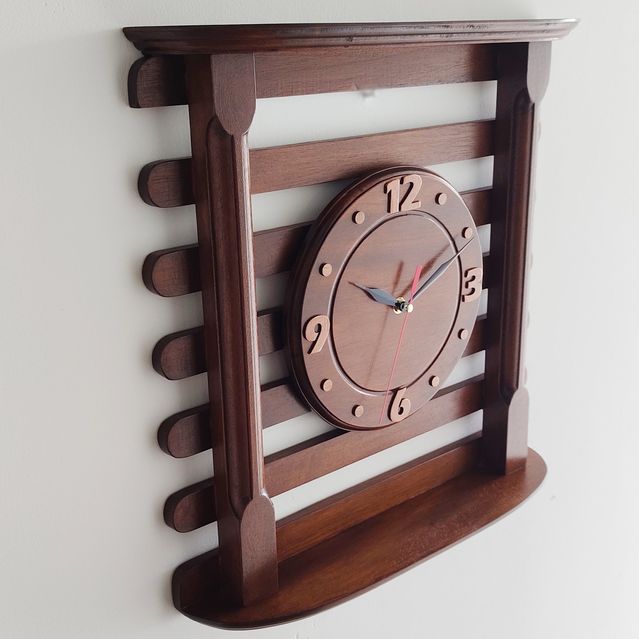 Stripes Patterned Mahogany Wooden Wall Clock – 18 Inch