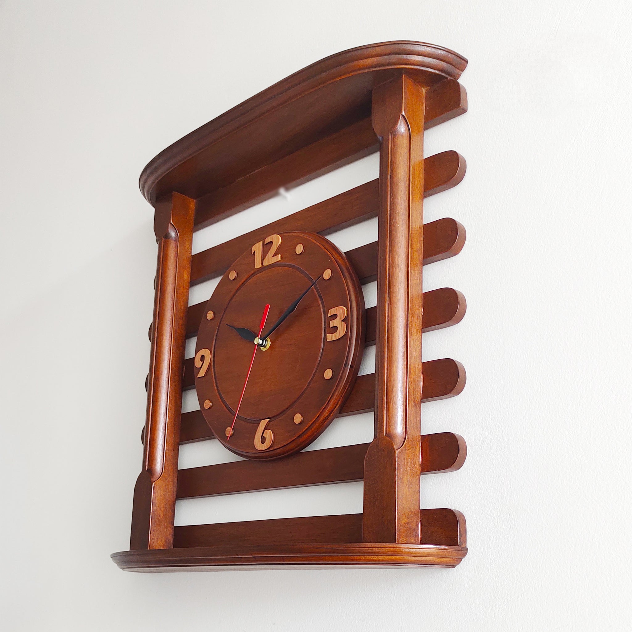 Stripes Patterned Mahogany Wooden Wall Clock – 18 Inch