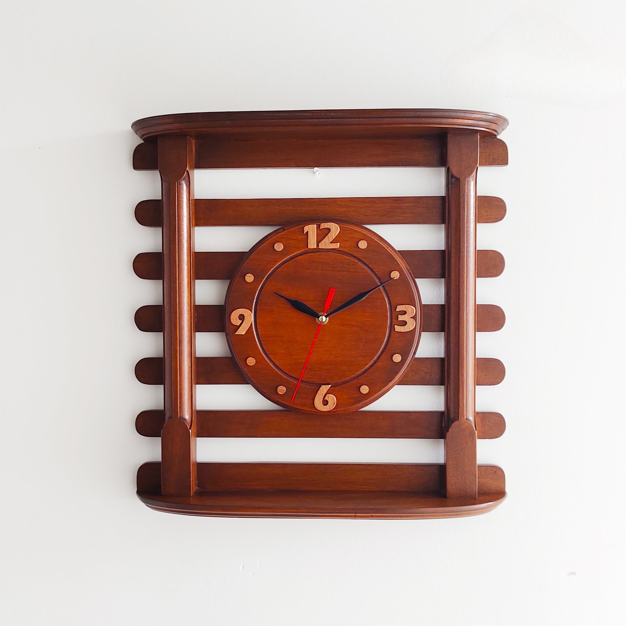 Stripes Patterned Mahogany Wooden Wall Clock – 18 Inch