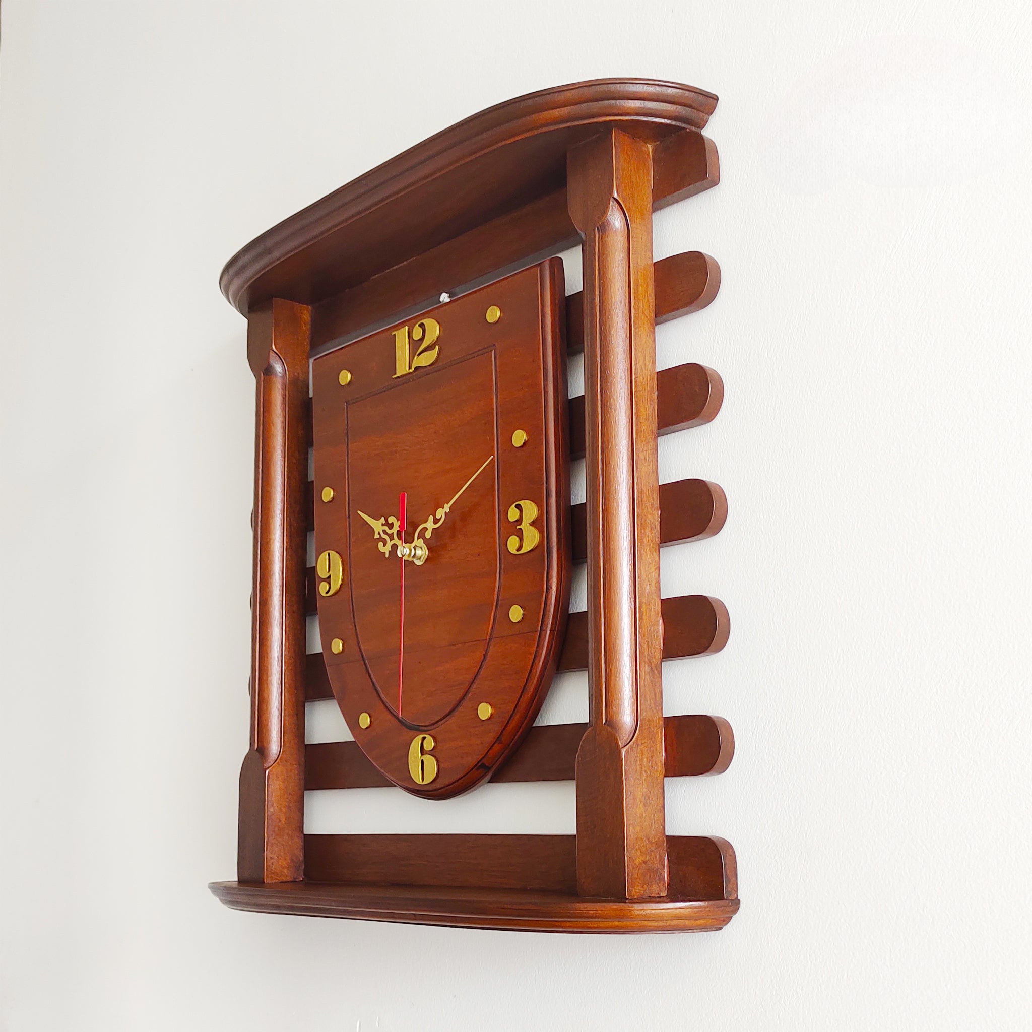 Stripes Patterned Mahogany Wooden Wall Clock – 18 Inch