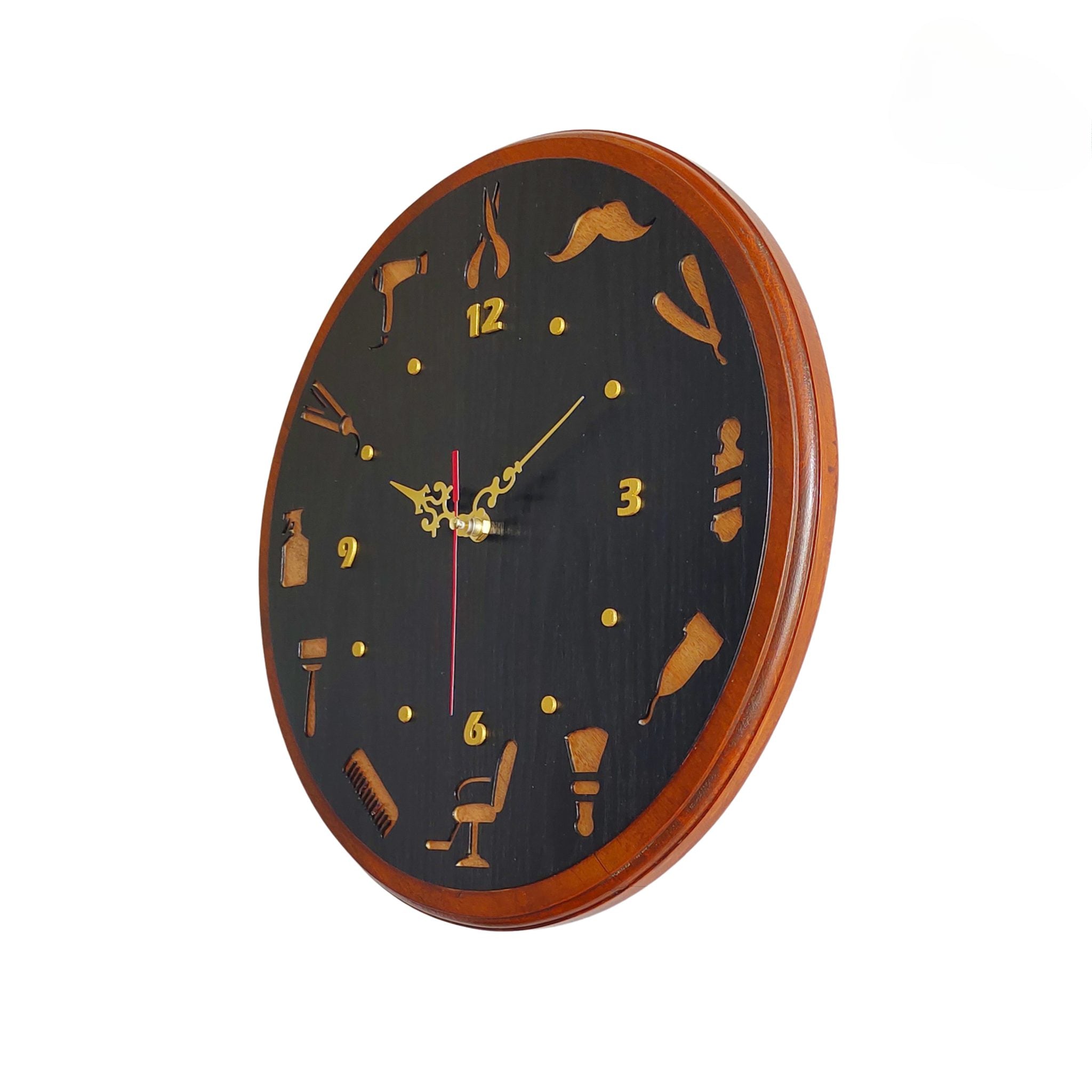 Mahogany Wooden Wall Clock – 14 Inch (Perfect for Saloons)