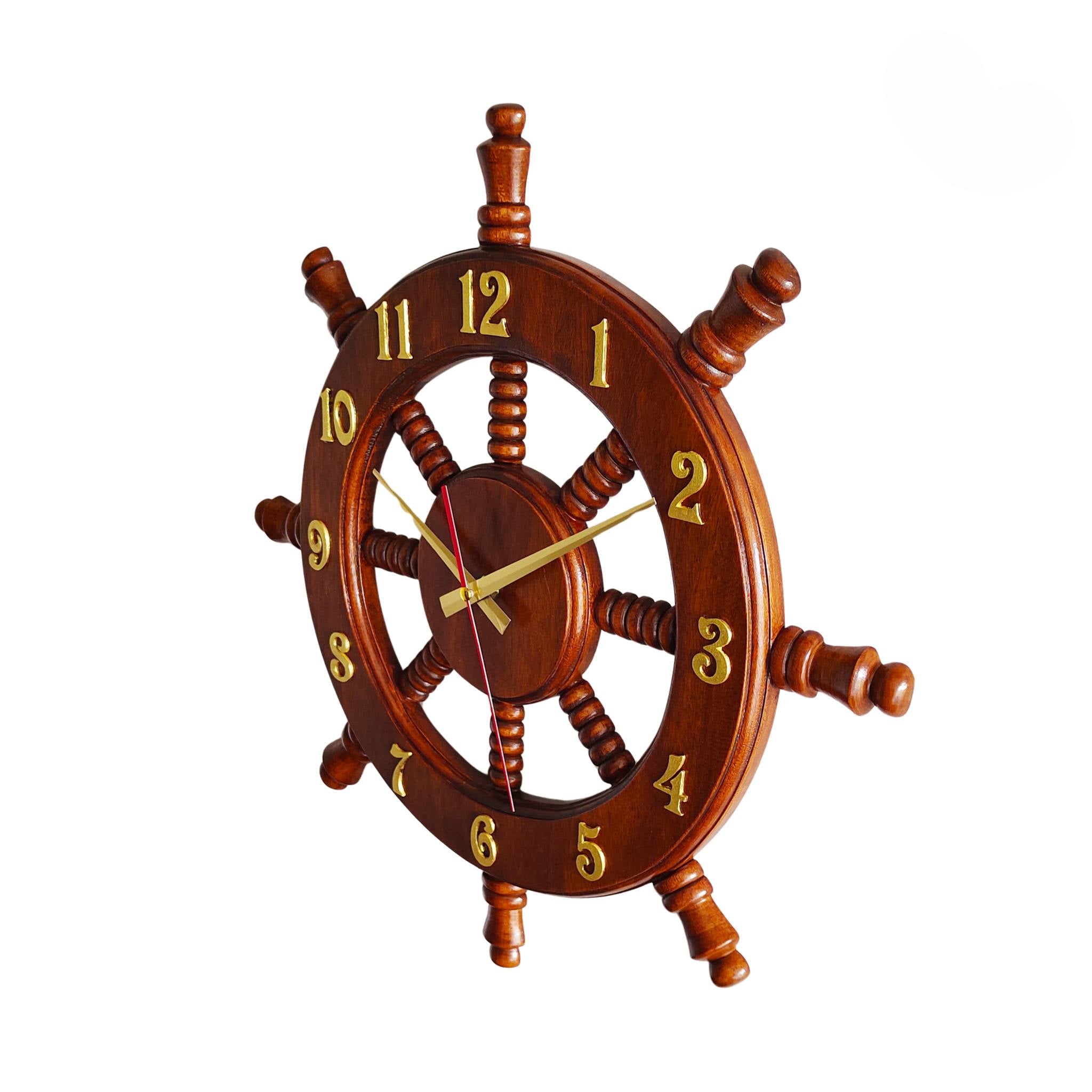 Helm Shaped Mahogany Wall Clock