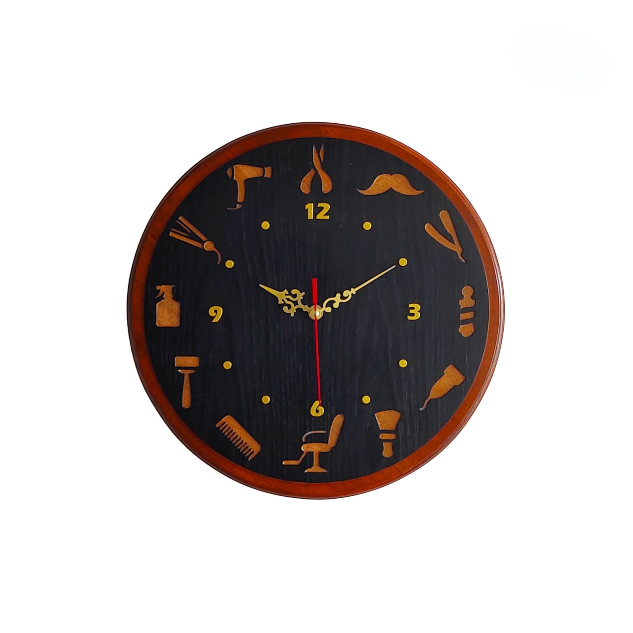 Mahogany Wooden Wall Clock – 14 Inch (Perfect for Saloons)