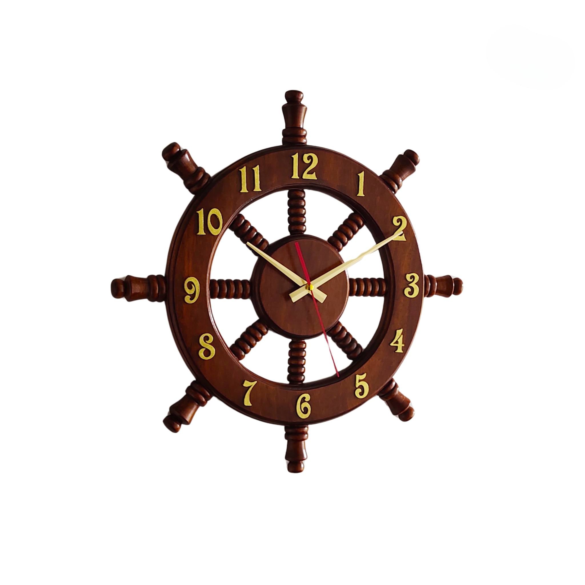 Helm Shaped Mahogany Wall Clock