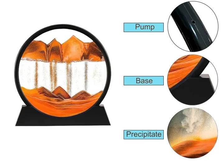Moving Sand Art Round Glass Flowing Sand Frame
