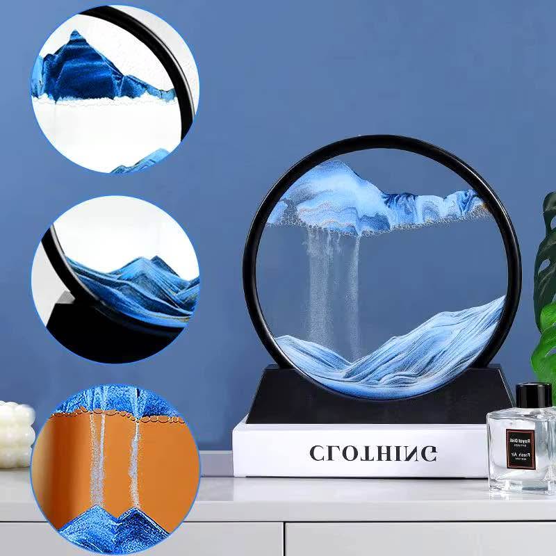 Moving Sand Art Round Glass Flowing Sand Frame