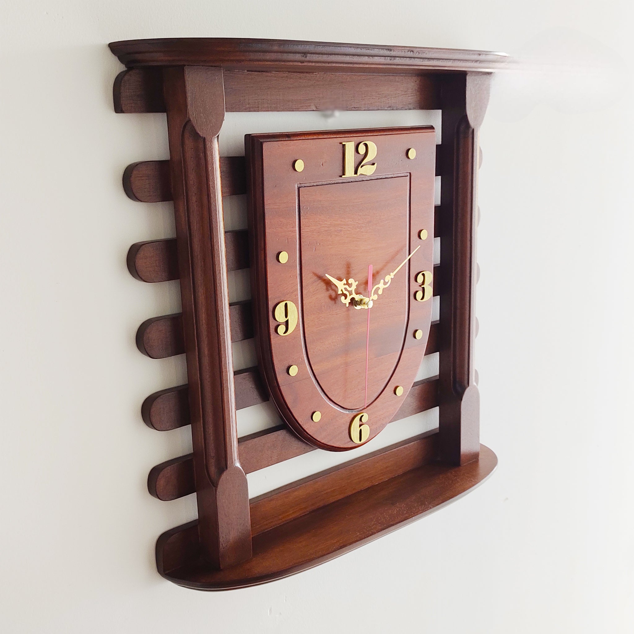 Stripes Patterned Mahogany Wooden Wall Clock – 18 Inch