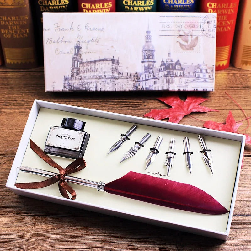 Vintage Quill Pen & Ink Set – Calligraphy Gift Box