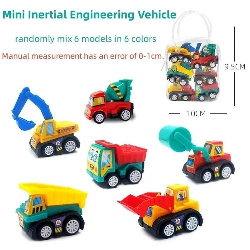 6Pcs Mini Inertial Pull Back Engineering Car Set